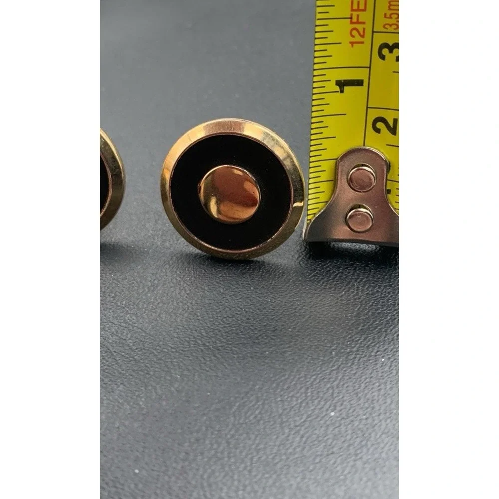 Vintage Swank Gold Tone And Matte Black Round Classic Cufflinks Signed